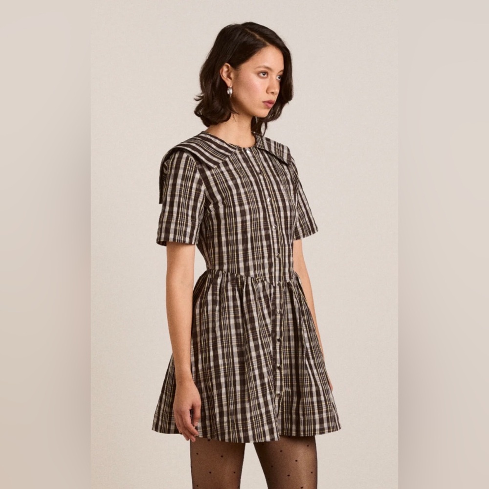 Damson Madder Miley Mini Dress - Yellow Check